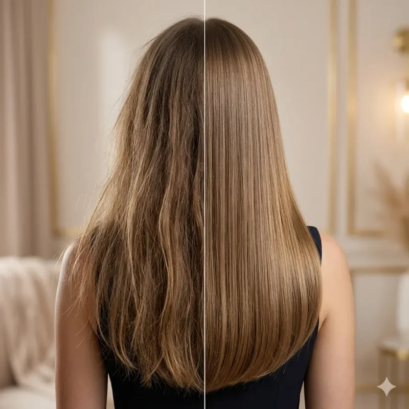 Smooth and voluminous hair after botox treatment in Coquitlam at Angela Studio