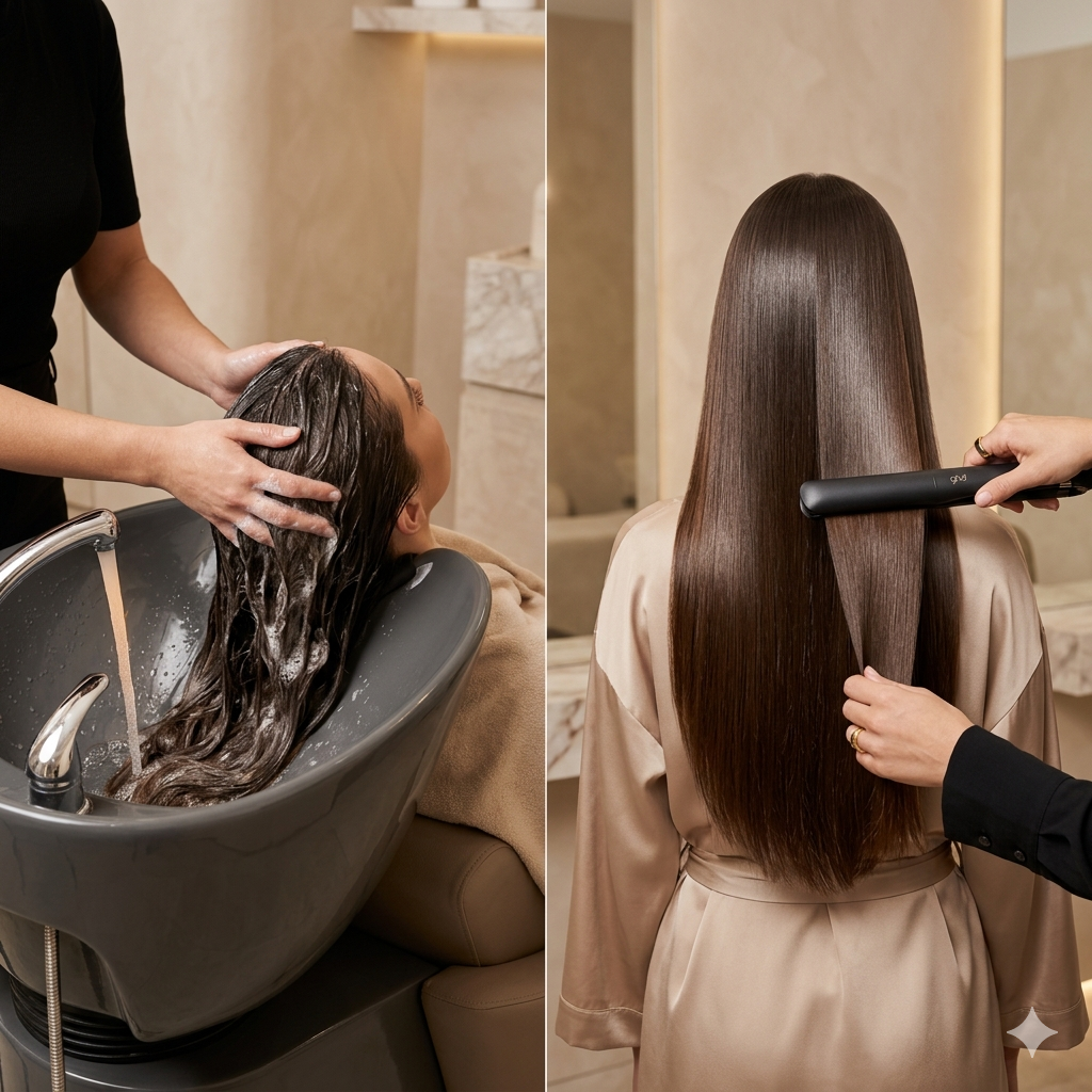 Smooth and shiny keratin hair treatment in Coquitlam by Angela Studio
